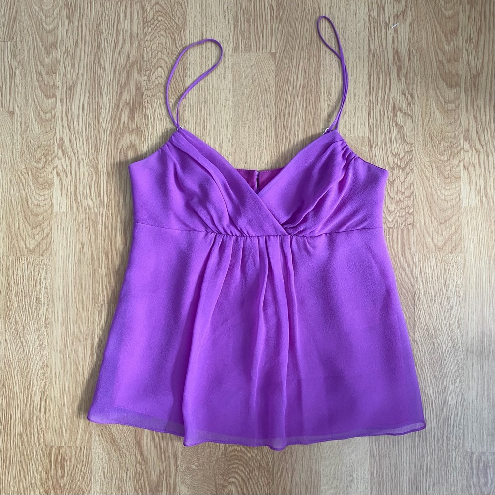 vintage betsey johnson purple 100% silk camisole babydoll top y2k